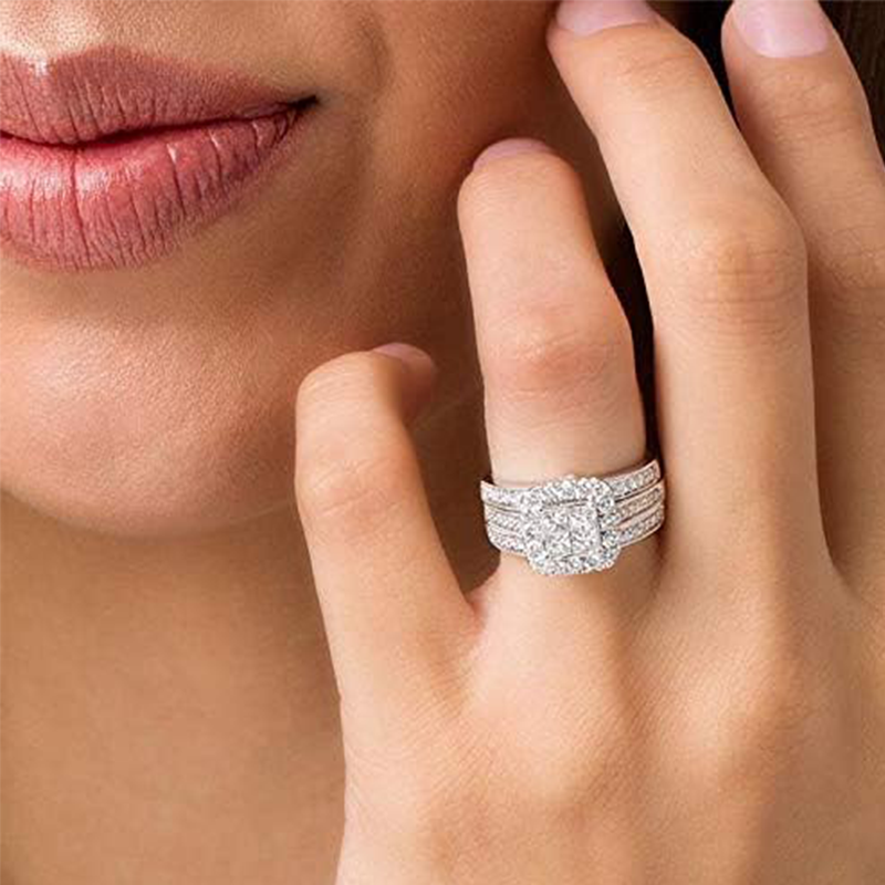 10K Rose Gold 2 to 5.5 CT. T.W Princess Cut Moissanite Bridal Set-2