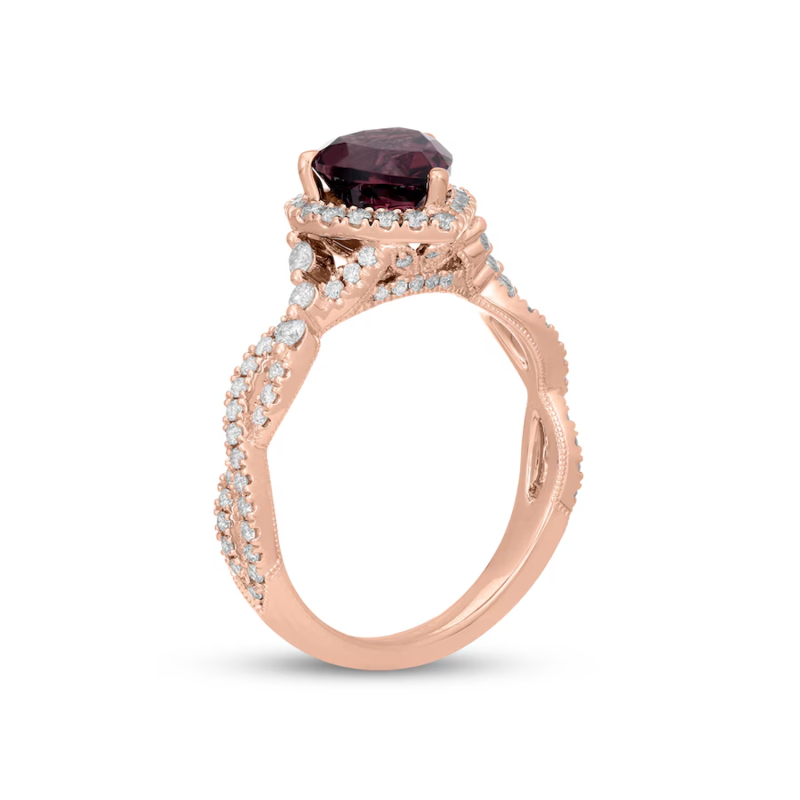 Anillo de compromiso personalizado con corte de corazón en oro de 14 quilates y piedras preciosas-2