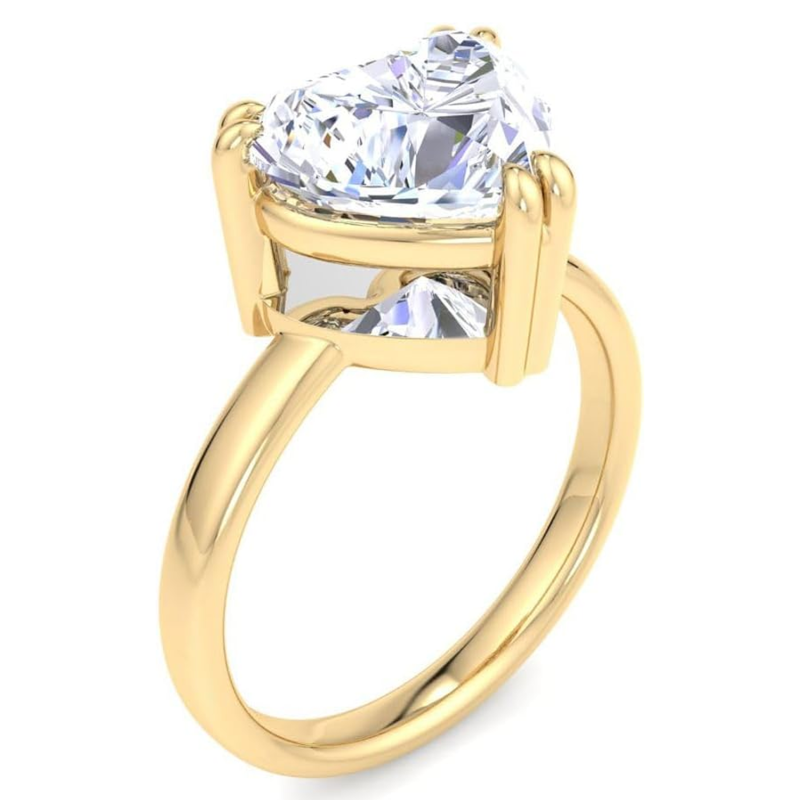 Bague en platine en forme de cœur avec diamant de laboratoire, gravure personnalisée et certification IGI 3EX, couleur G-H.-2