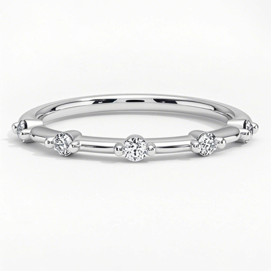 10K White Gold Lab Created Diamond Engraving Wedding Ring F/G Color SI Clarity 3EX IGI Certified