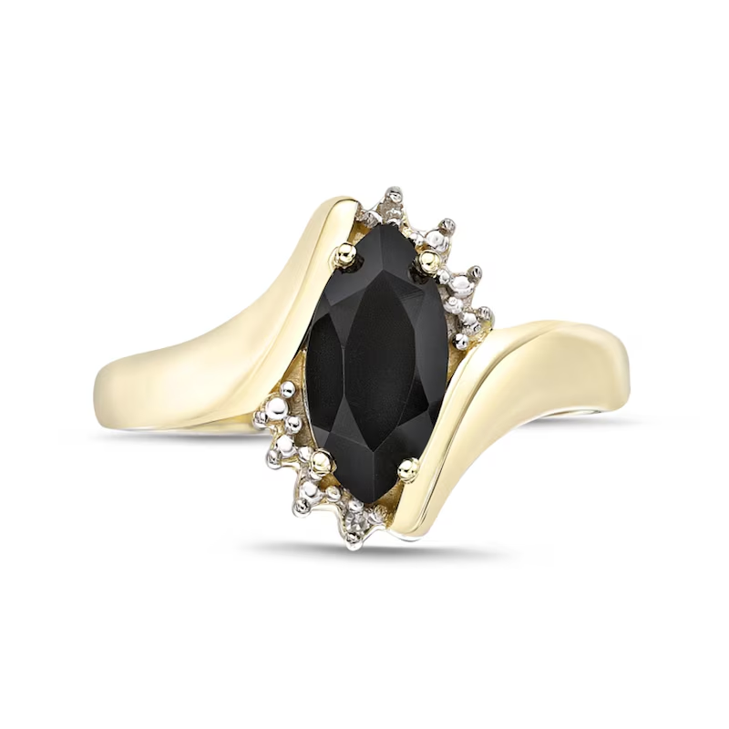 Aliança personalizada em ouro 14K com ágata lapidada em marquise e diamantes, cor I, pureza I2, certificação IGI 3EX.-4
