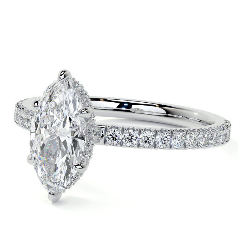 Anillo de compromiso de oro de 10 quilates con moissanita talla marquesa-2