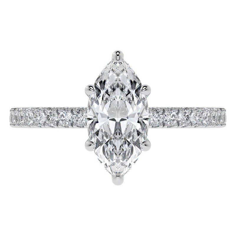 Anillo de compromiso de oro de 10 quilates con moissanita talla marquesa-3