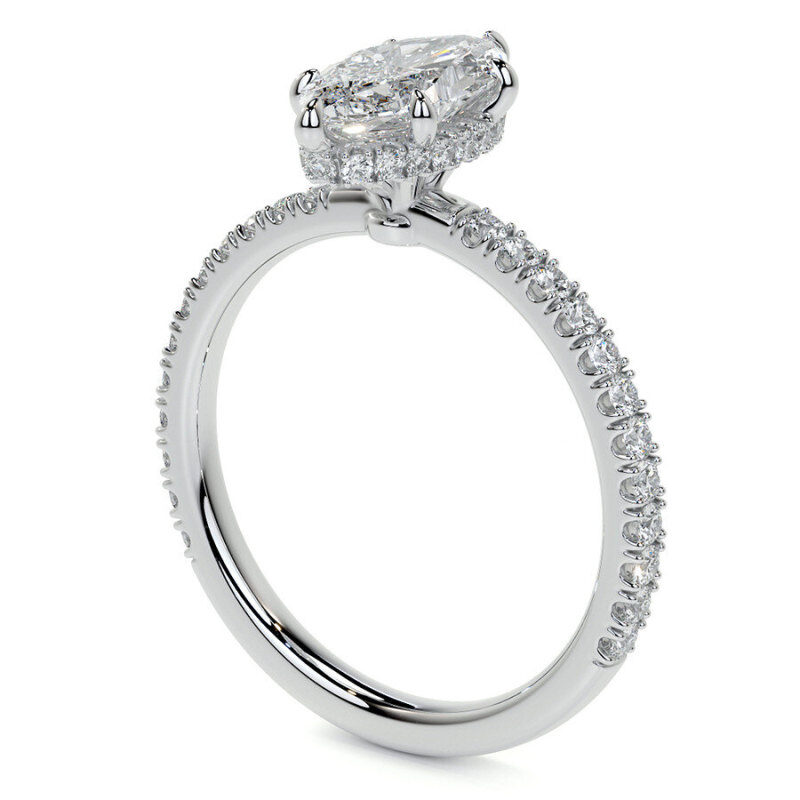 Anillo de compromiso de oro de 10 quilates con moissanita talla marquesa-4