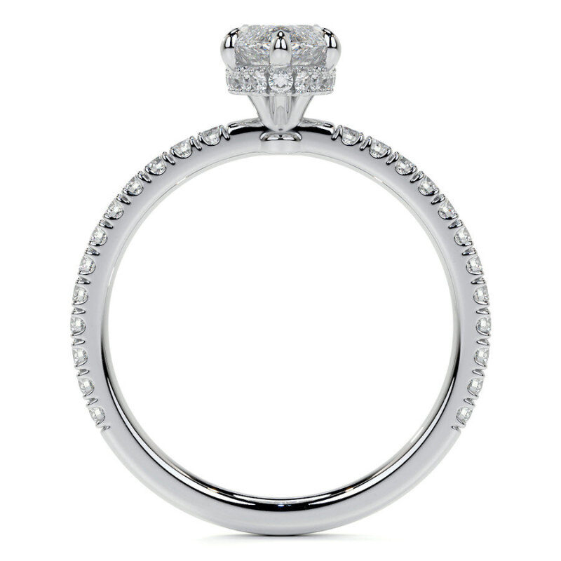 Anillo de compromiso de oro de 10 quilates con moissanita talla marquesa-5