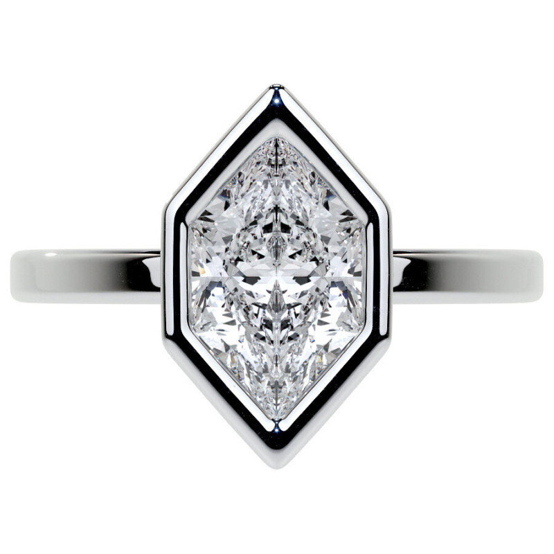 Anillo de compromiso solitario de oro blanco de 10 quilates con moissanita talla marquesa-2