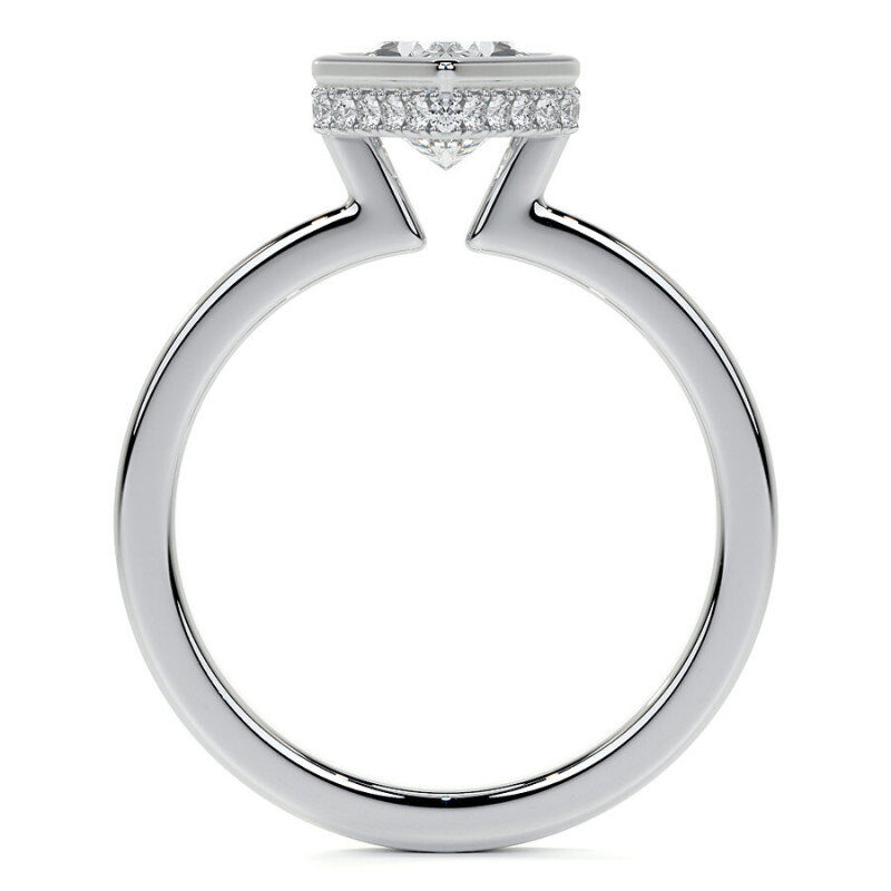 Anillo de compromiso solitario de oro blanco de 10 quilates con moissanita talla marquesa-4
