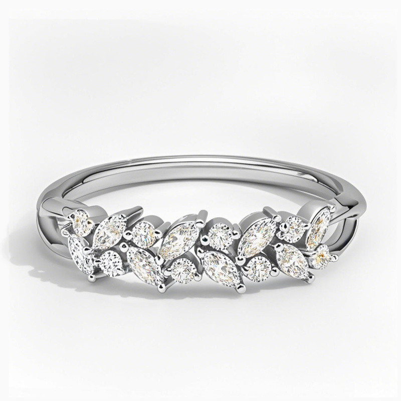 14K White Gold Marquise Lab Created Diamond Custom Wedding Ring D Color VVS1-VS1 Clarity 3EX IGI Certified-1