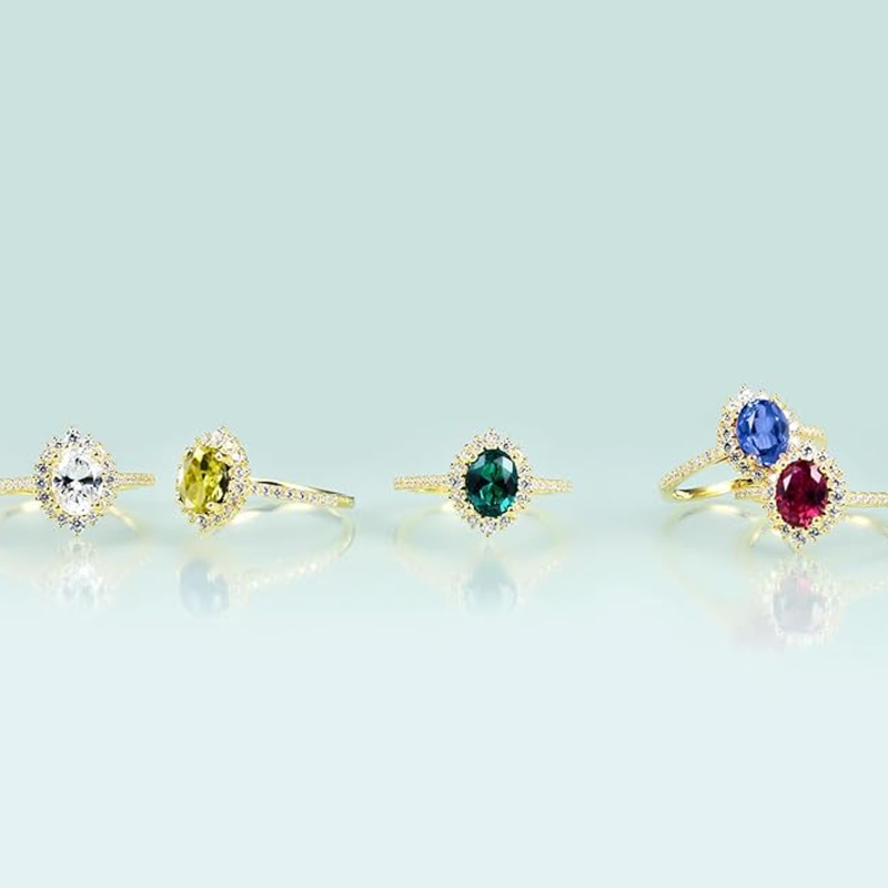 Verlobungsring aus 18-karätigem Roségold mit ovalem Amethysten und individuellem Halo-Fassung-3