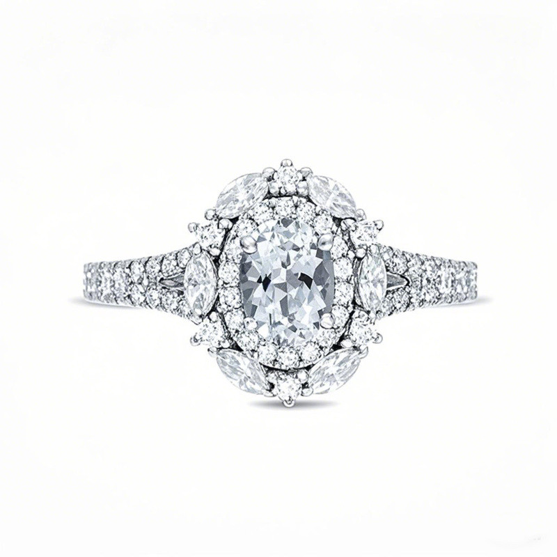 10K White Gold Oval Cut Custom Engagement Ring Gemstone Anniversary Rings-2