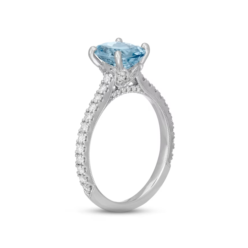 Anillo de compromiso personalizado de oro de 10 quilates con corte ovalado y piedras preciosas-5
