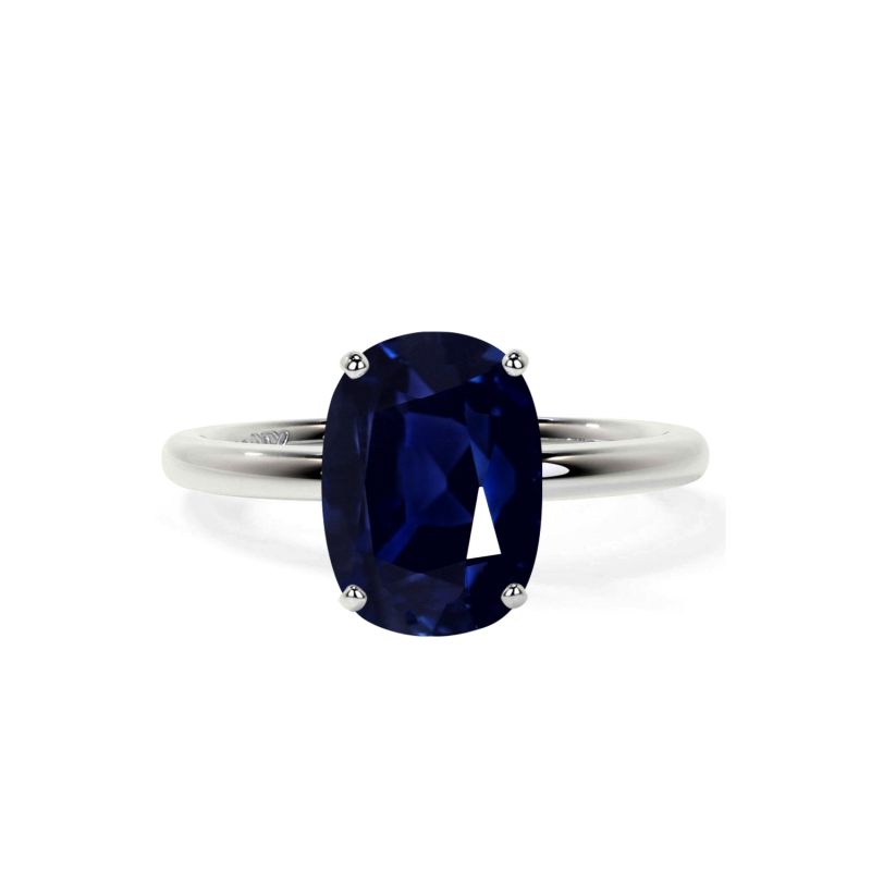 Verlobungsring aus Platin mit weißgoldplattiertem ovalem Saphir, Edelstein-Jubiläumsring-1