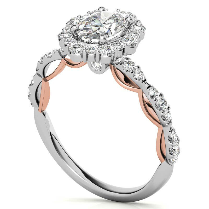 Verlobungsring aus 10-karätigem Roségold mit ovalem Moissanit-5