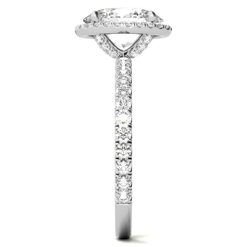 18K White Gold Oval Cut Moissanite Halo Engagement Ring-6