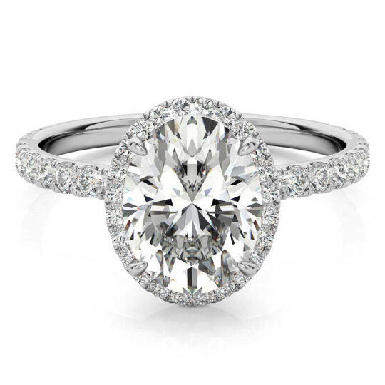 10K witgouden ovaal geslepen halo moissanite verlovingsring
