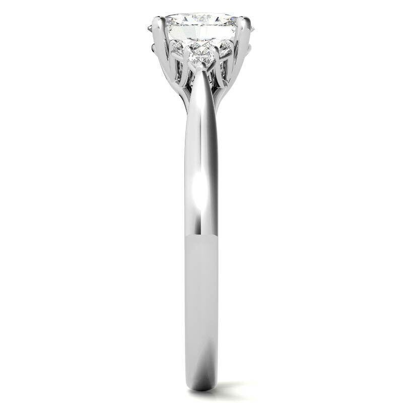 10K White Gold Oval Cut Moissanite Sidestone Engagement Ring-6