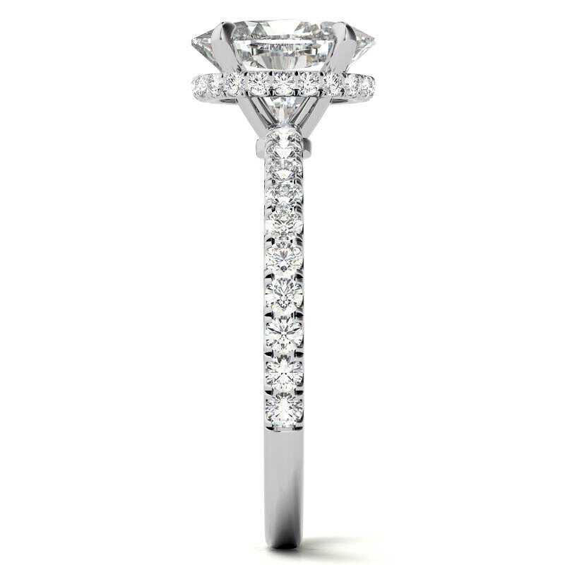 Anillo de compromiso de oro blanco de 10 quilates con moissanita de talla ovalada-6
