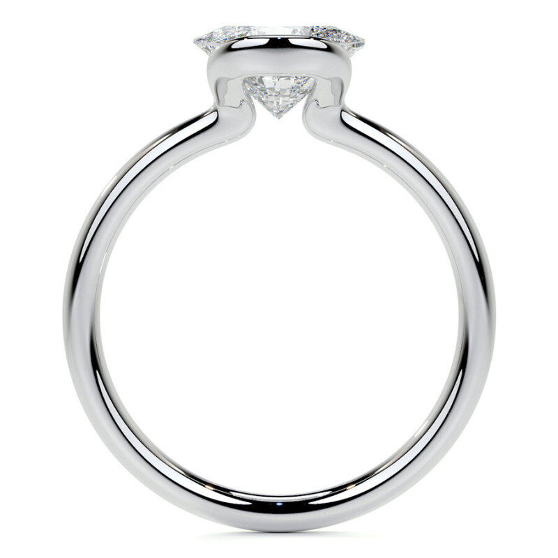 Anillo de compromiso solitario de moissanita de talla ovalada en oro blanco de 14 quilates-4