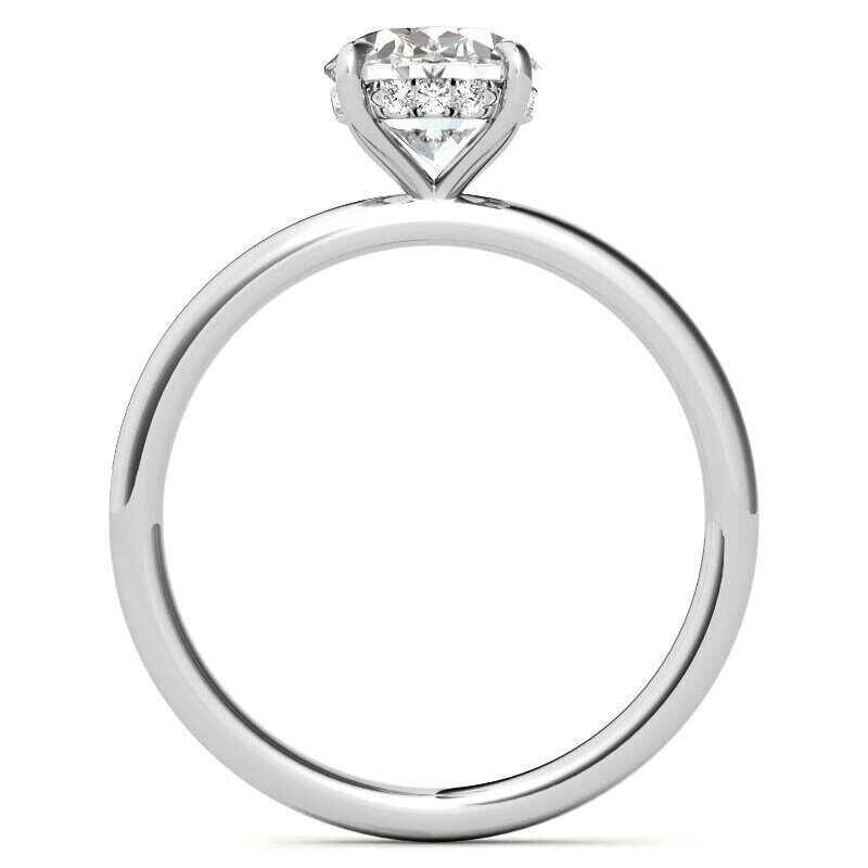 Anillo de compromiso solitario de moissanita de corte ovalado en oro blanco de 10 quilates-4