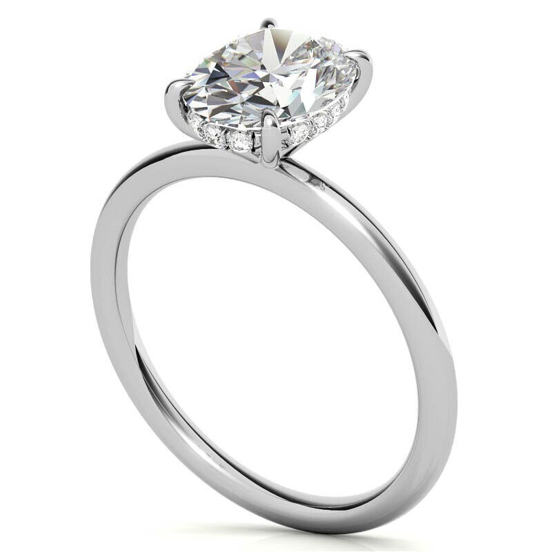 Anillo de compromiso solitario de moissanita de corte ovalado en oro blanco de 10 quilates-5