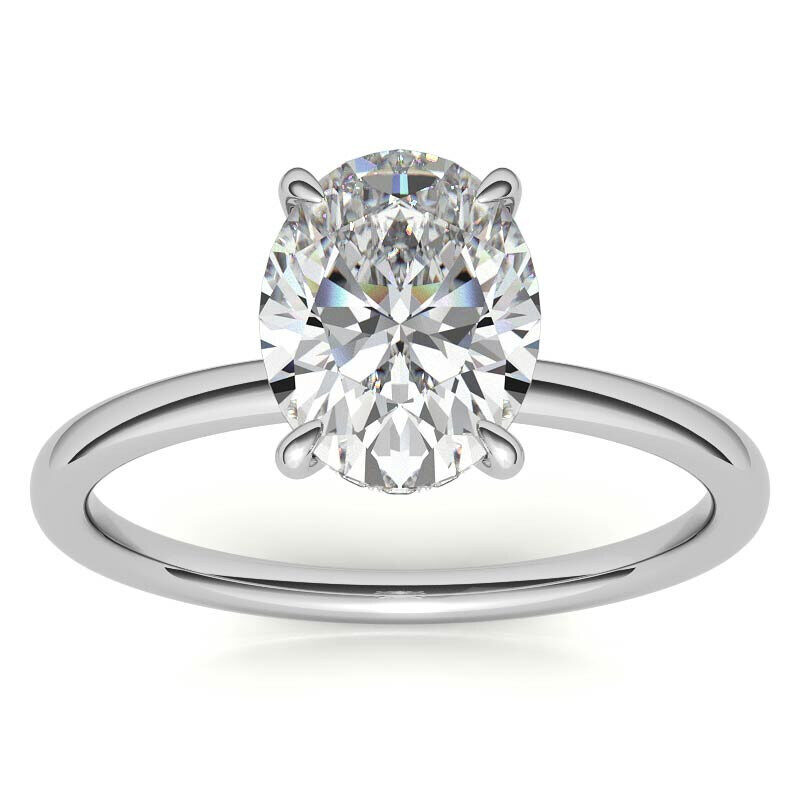 Anillo de compromiso solitario de moissanita de corte ovalado en oro blanco de 10 quilates-7