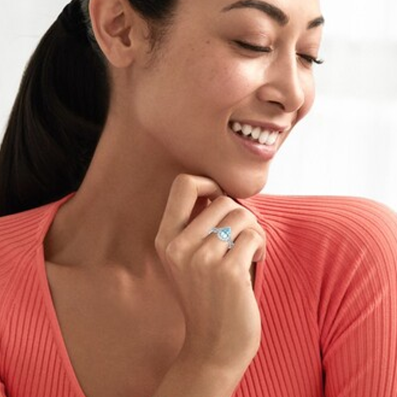 Anillo de compromiso personalizado con gema talla pera en oro rosa de 14 quilates-4
