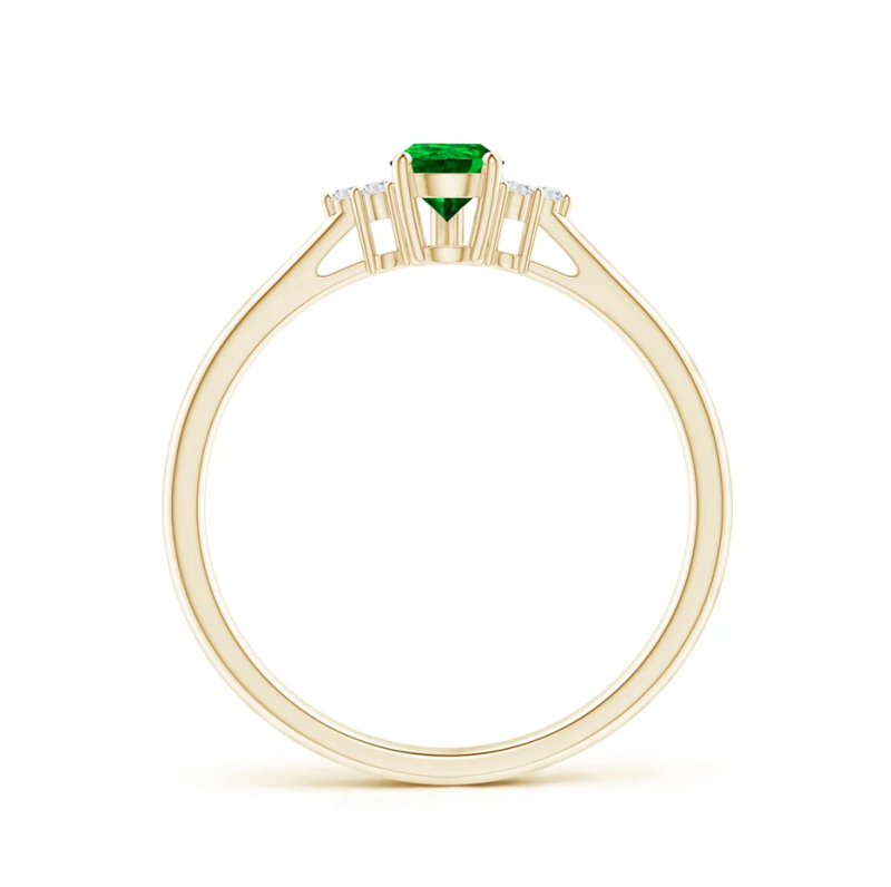 Anillo de compromiso personalizado en oro rosa de 10 quilates con diamante cultivado en laboratorio de 0,05 CTW y esmeralda cultivada en laboratorio de 1 a 6 CT-3
