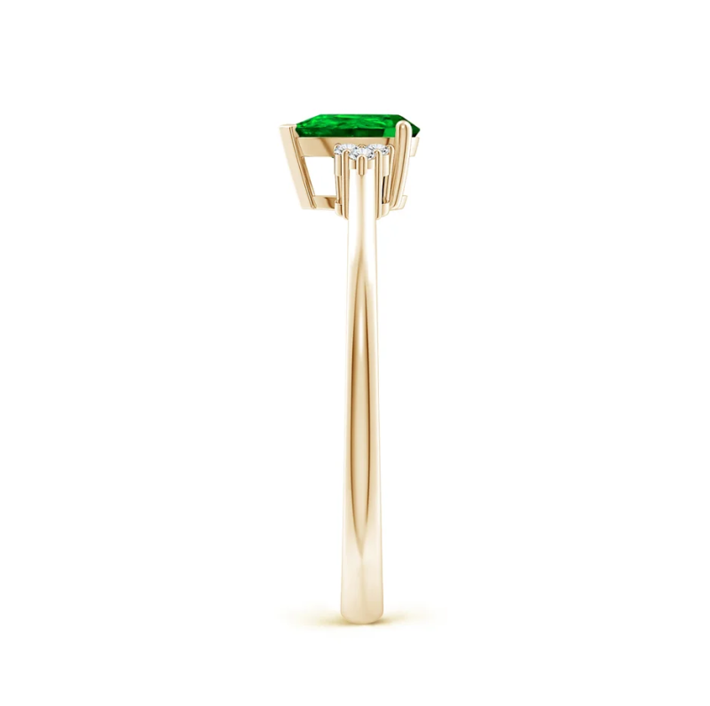 Anillo de compromiso personalizado en oro rosa de 10 quilates con diamante cultivado en laboratorio de 0,05 CTW y esmeralda cultivada en laboratorio de 1 a 6 CT-4