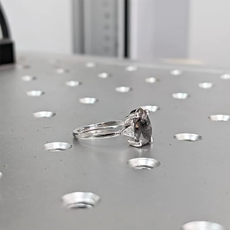 18K White Gold Pear Cut Herkimer Diamond Ring-5