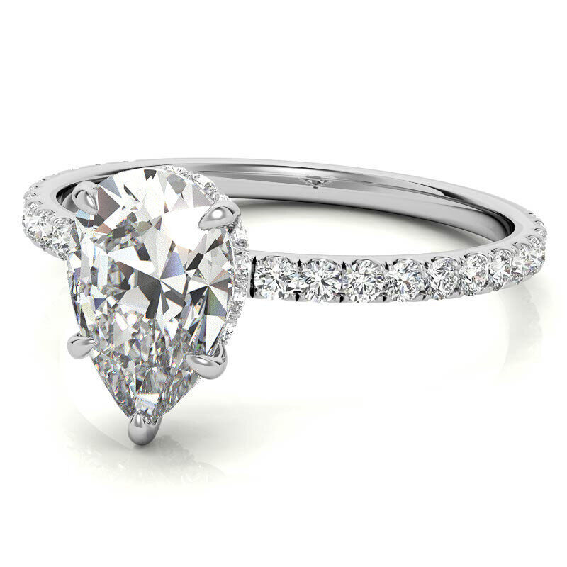 18K gouden peervormige moissanite verlovingsring-3