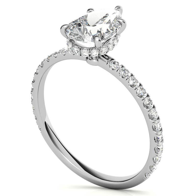 18K gouden peervormige moissanite verlovingsring-5
