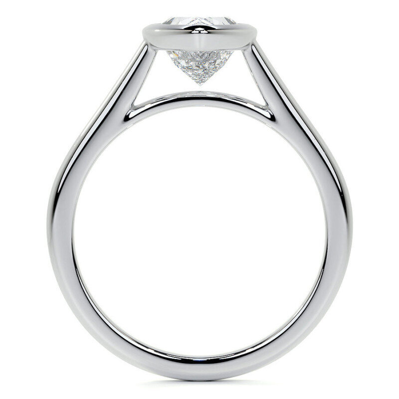 Anillo de compromiso solitario de oro blanco de 18 quilates con moissanita talla pera-4
