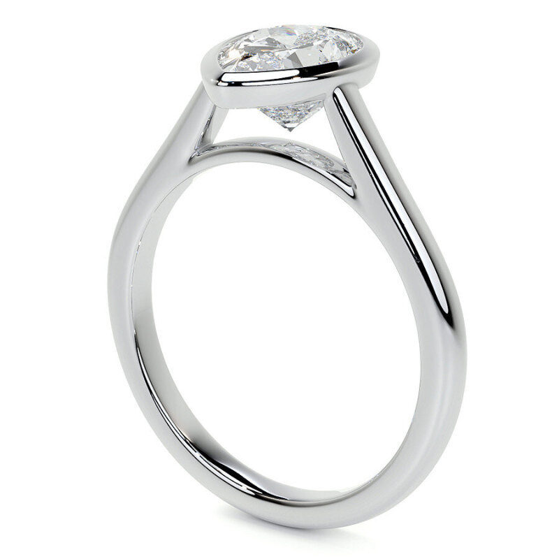 Anillo de compromiso solitario de oro blanco de 18 quilates con moissanita talla pera-5