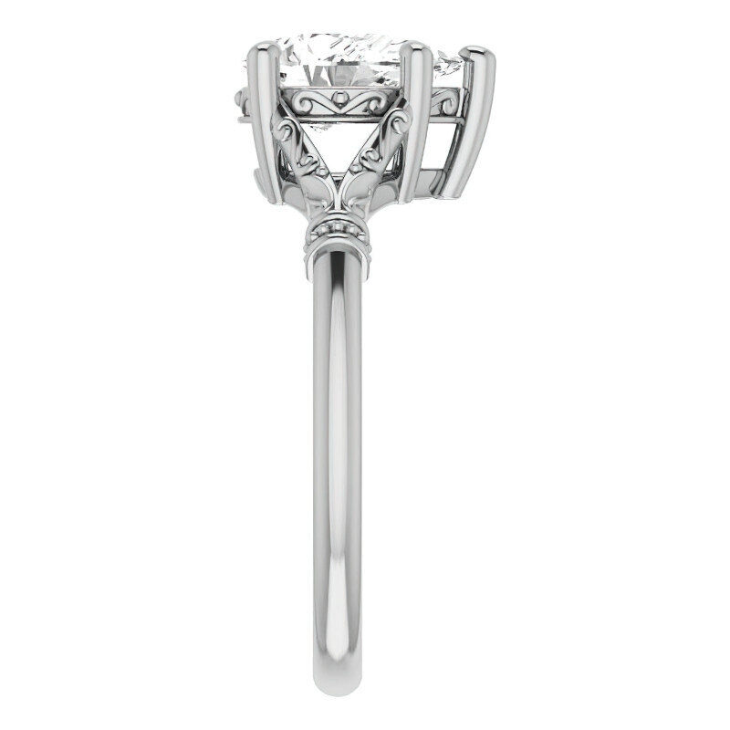 Anillo de compromiso solitario de moissanita talla pera en oro blanco de 10 quilates-3