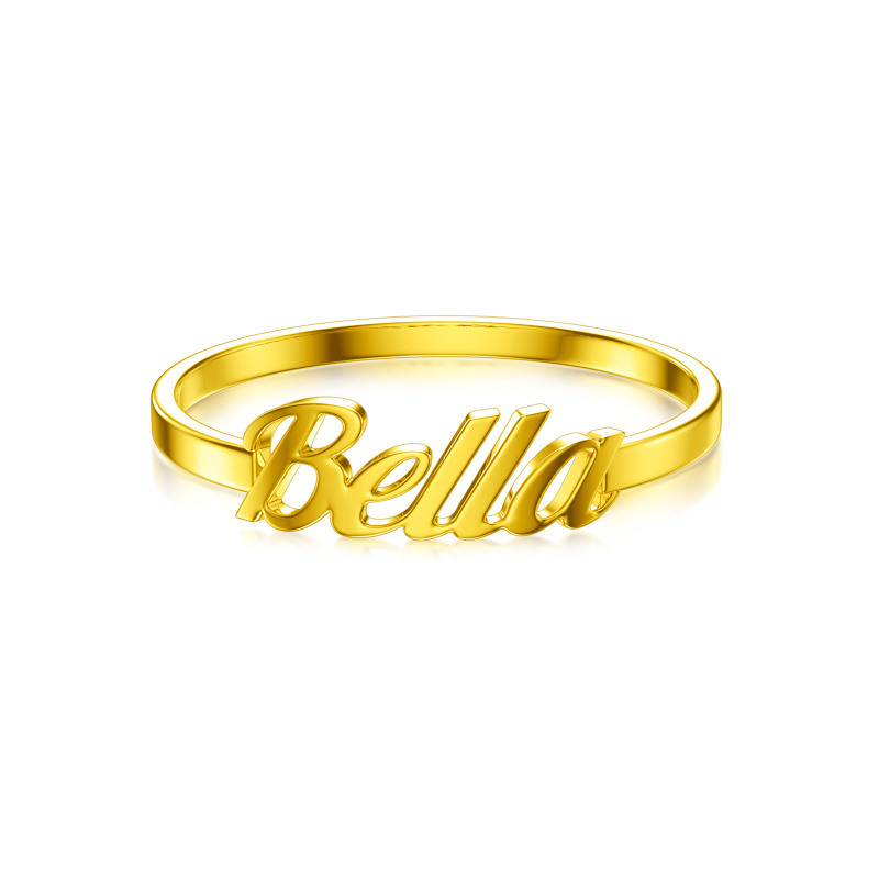Anillo clásico personalizado con nombre en oro rosa de 10 quilates-3