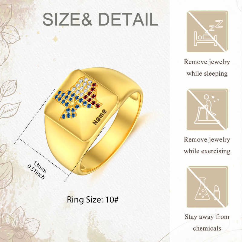 10K White Gold Personalized Engraving Ring-3