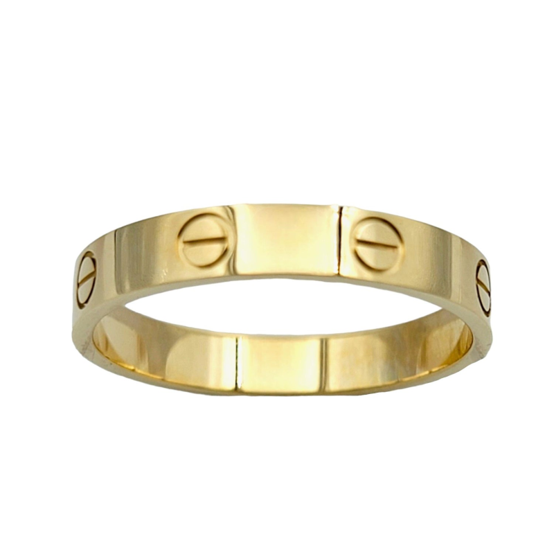 Anillo redondo de oro blanco de 18 quilates con grabado personalizado para mujer y hombre-4