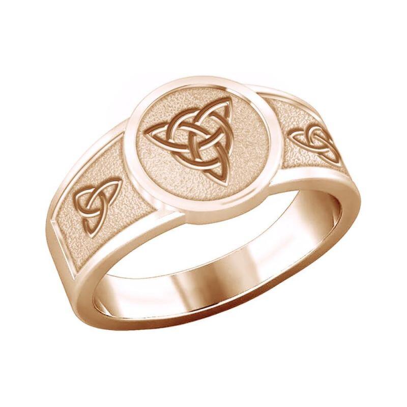 18K White Gold Personalized Engraving & Vintage Celtic Knot Ring for Men-3