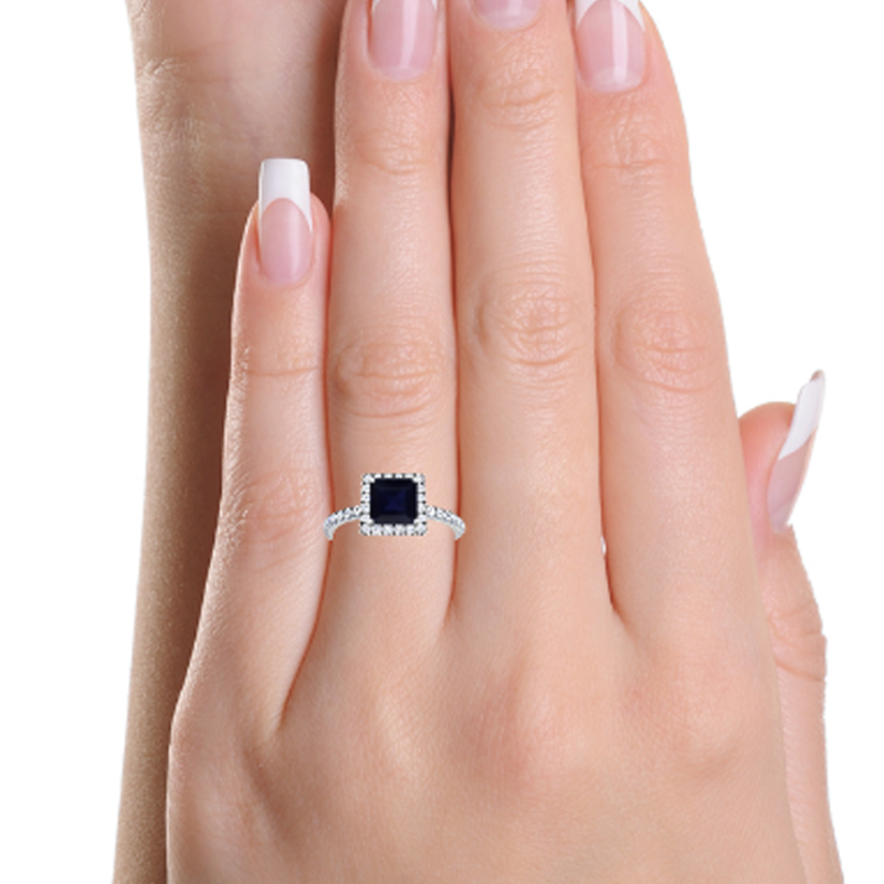 Anillo de compromiso personalizado con gema, corte princesa, oro rosa de 14 quilates-2