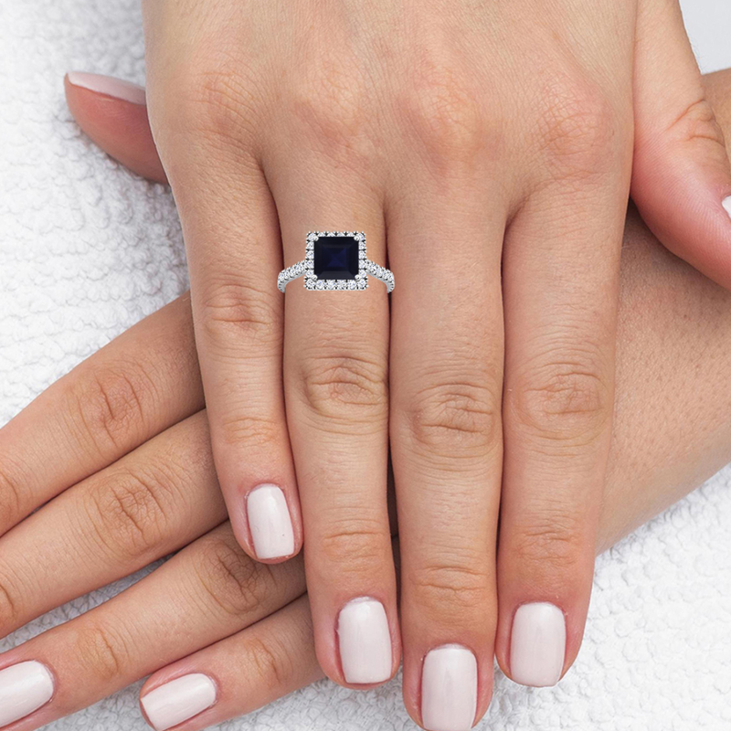 Anillo de compromiso personalizado con gema, corte princesa, oro rosa de 14 quilates-3
