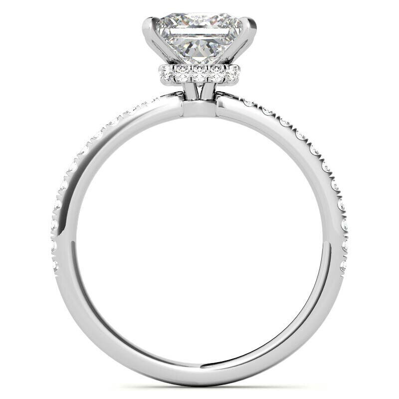 Anillo de compromiso de oro blanco de 10 quilates con halo de moissanita y talla princesa-4