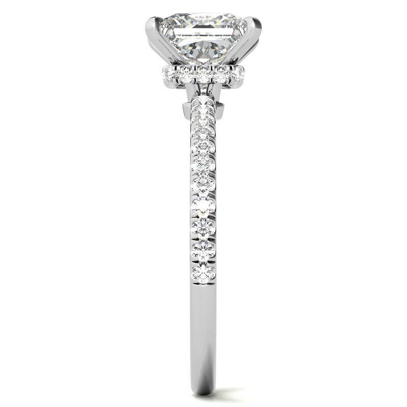 Anillo de compromiso de oro blanco de 10 quilates con halo de moissanita y talla princesa-6