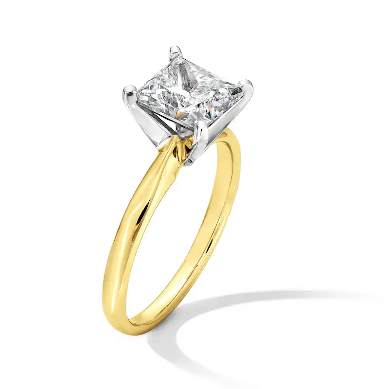 10K White Gold Princess Cut Lab Created Diamond Engraving Solitaire Engagement Band D VVS1-VS1 3EX IGI Certified-3