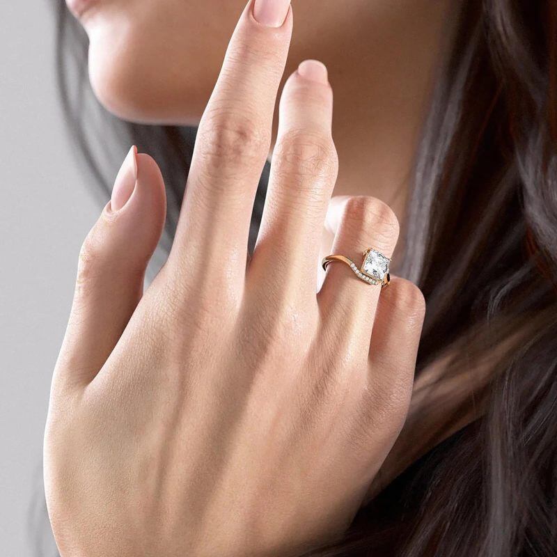 10K Gold Prinzessschliff Moissanitring-2