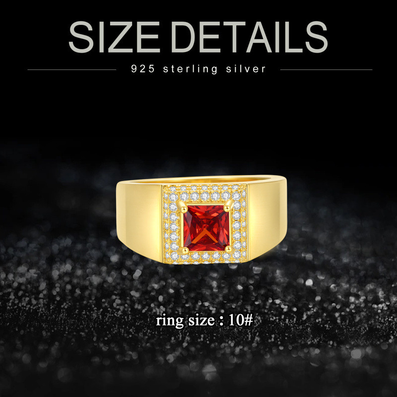 Personalisierter Geburtssteinring aus 18-karätigem Weißgold im Prinzessstil für Herren-3