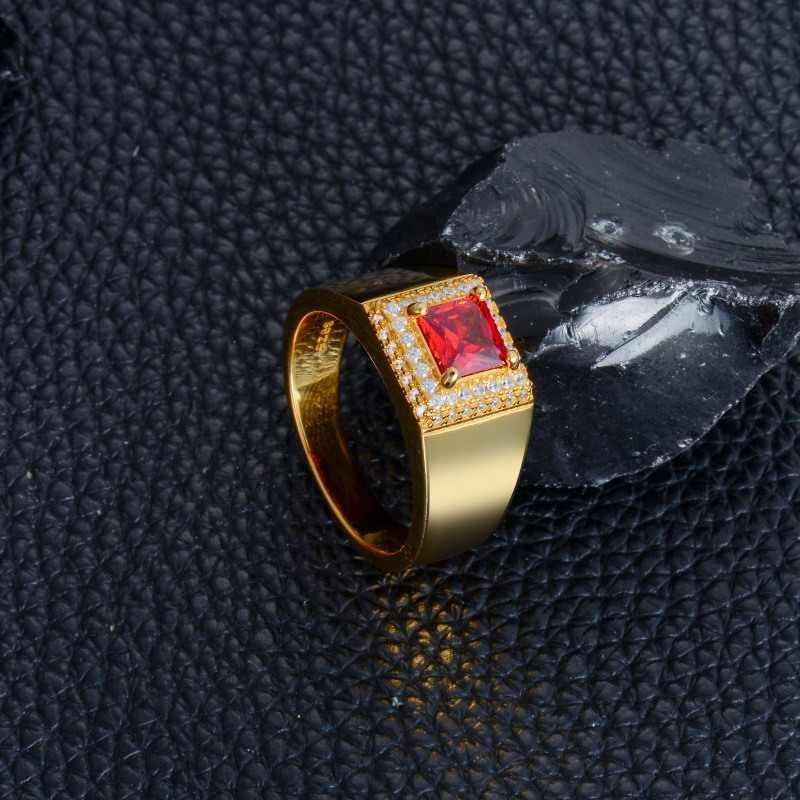 Personalisierter Geburtssteinring aus 18-karätigem Weißgold im Prinzessstil für Herren-5