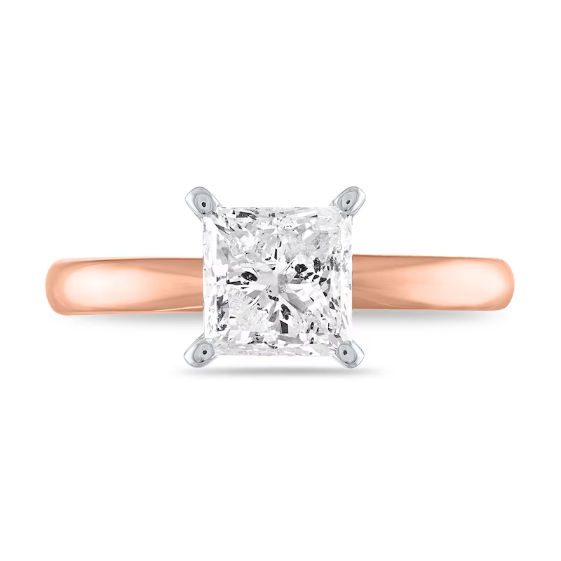 10K Rose Gold Princess Shaped D-VVS1 IGI Certified Lab Created Diamond Engagement Band-4