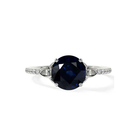 Bague de fiançailles en or blanc 10 carats avec nœud celtique rond et pierres précieuses
