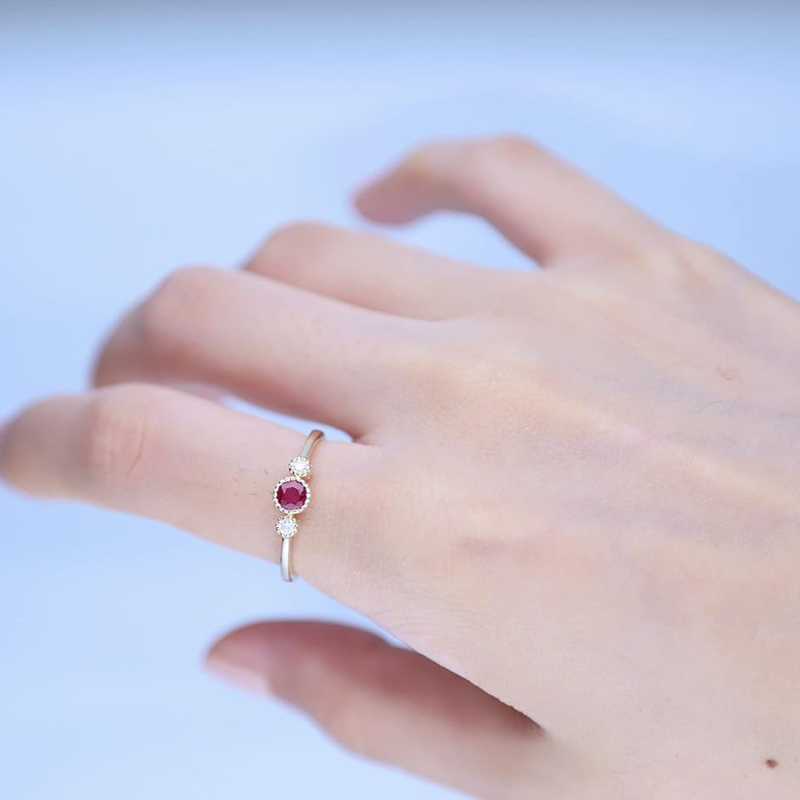 Anillo de compromiso personalizado con gema y corte redondo en oro de 10 quilates-2