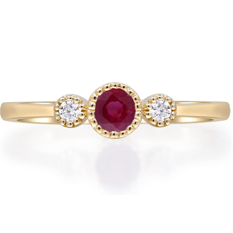 Anillo de compromiso personalizado con gema y corte redondo en oro de 10 quilates-3